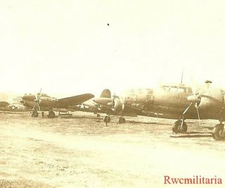 Org.  Photo: Captured Japanese Ki - 67 Bombers & Ki - 74 Bomber (in Us Markings)
