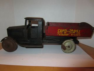 Antique Metalcraft " Sand And Gravel " Dump Truck " Metalcraft St.  Louis "