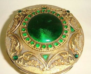 Vintage Empire Art Gold Jeweled Trinket - Powder Box