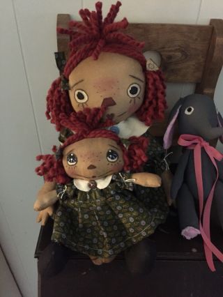 Primitive Folk Art Raggedy Ann Doll My Favorite Things W/Doll & Toy Elephant 5