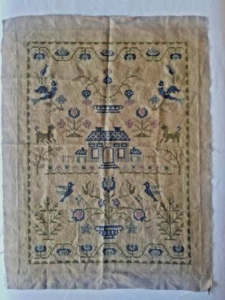 Antique Sampler Cross Stitch Home Theme Approximately 17 " X 23 "