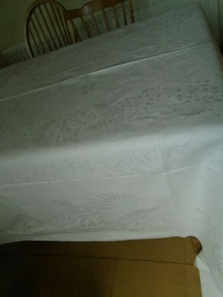 Large Vintage Irish Linen Damask Tablecloth - 72 X 104 Inches