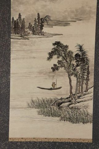 JAPANESE HANGING SCROLL ART Painting Sansui Landscape Mori Kinseki E7392 5