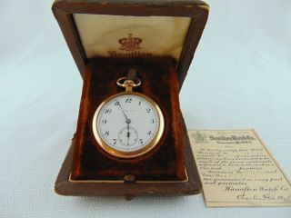 Vintage Hamilton Pocket Watch - 14k - 17 Jewel - And Paperwork