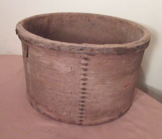 large 1800 ' s antique handmade pantry cheese wood iron round box container wine 2