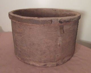 large 1800 ' s antique handmade pantry cheese wood iron round box container wine 4