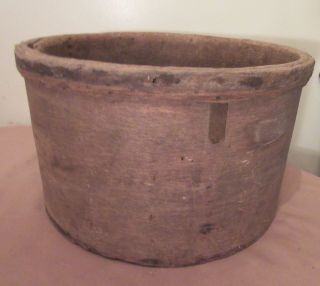 large 1800 ' s antique handmade pantry cheese wood iron round box container wine 6