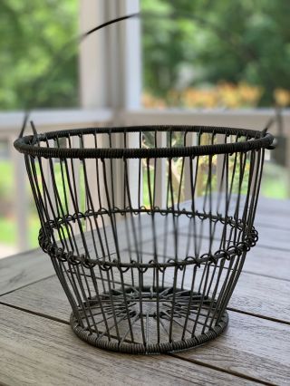 Vintage Farmhouse Egg Gathering Galvanized Metal Basket