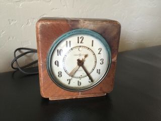 Vintage Ge General Electric Wood Alarm Clock Mid Century Modern Danish Rare