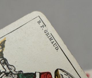 Antique B.  P.  GRIMAUD Paris 52 Playing Cards Deck Genoese Pattern UnNumbered 3