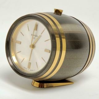 Vintage Swiza Swiss 8 Day Barrel/keg Alarm Clock