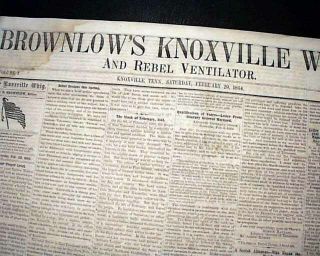 Very Rare Parson Brownlow Knoxville Tn Tennessee Civil War Rebel 1864 Newspaper