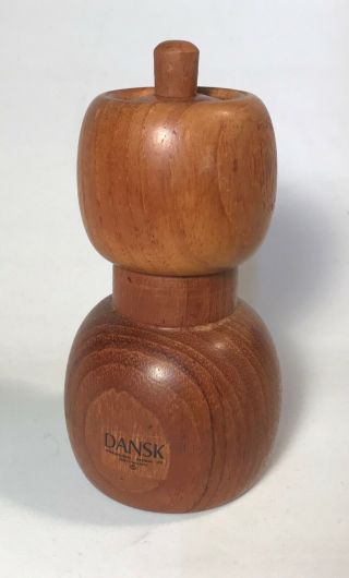 Vintage Dansk Combination Pepper Mill / Salt Shaker Teak Wood 5 "