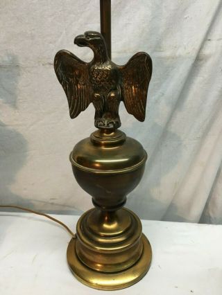 Vintage Pair Brass USA Eagle Mid Century Table Lamps 3 Way Light Switch 3