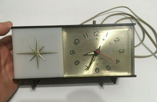 Vintage Westclox Moonbeam Nite - Lite Flashing Alarm Clock Mid - Century Starburst