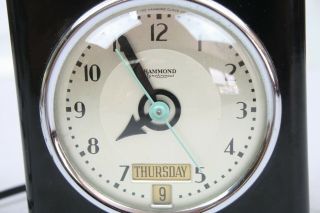 Hammond Synchronous Alarm Clock Black Bakelite Electric Silver Chrome Trim 2