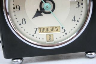 Hammond Synchronous Alarm Clock Black Bakelite Electric Silver Chrome Trim 3