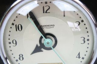 Hammond Synchronous Alarm Clock Black Bakelite Electric Silver Chrome Trim 4