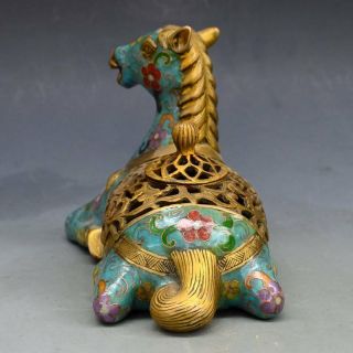 Chinese Vintage Brass Handwork Cloisonne Horse Incense Burner QianLong Mark L11 3