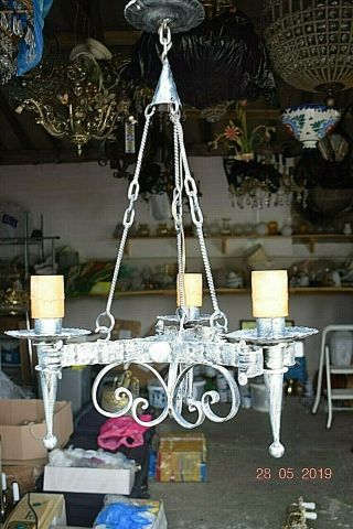 Vintage French Gothic Iron Chandelier