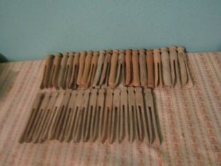 Vintage Wood Clothes Pins 26 In All