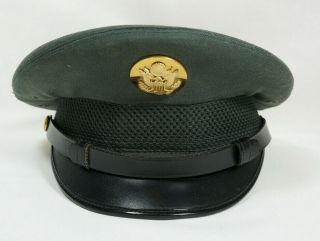 Vintage Mens Army Hat Us Army Officer Cap Green Wool Dress Hat Size 6 7/8