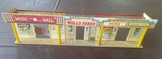 Rare 1959 Marx " Tales Of Wells Fargo " Tin Music Hall/general Store,  Gun Shop