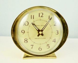 Vintage Westclox Baby Ben Alarm Clock Wind Up 3.  5 "