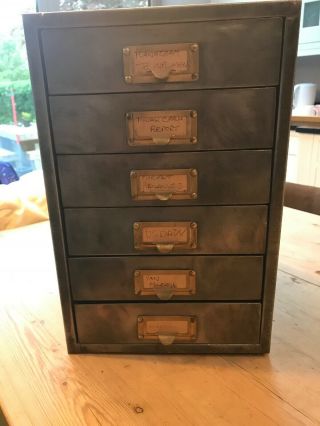 Vintage Industrial Metal Filing Cabinet Drawers