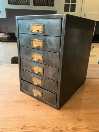 Vintage Industrial Metal Filing Cabinet Drawers 5