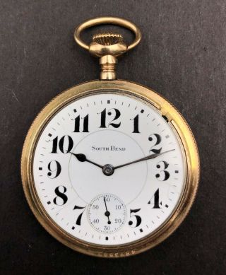 1912 South Bend 16s 21j Double Sunk Pocket Watch 227/2 721196 Engraved GF Case 2