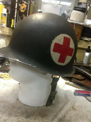 Nam Era M1 Steel Helmet& Liner Painted Like A Medic.