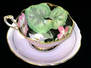 Vintage Paragon Lavender and Black Tea Cup & Saucer Pink Lavender Floral 1930s 3