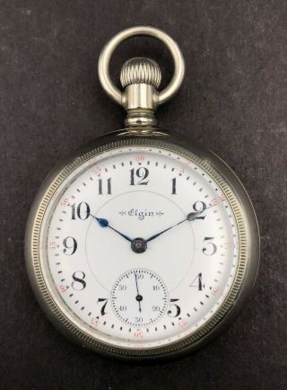1901 Elgin 18s 21j Antique Pocket Watch Father Time 252/7 9035257 Running Of