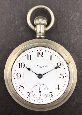 1901 Elgin 18s 21j Antique Pocket Watch Father Time 252/7 9035257 Running OF 3