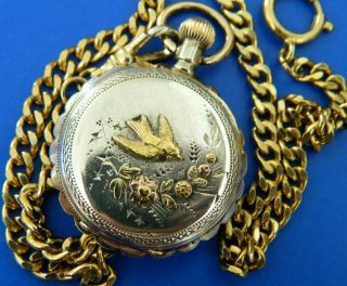Antique American Waltham 1895 Sterling Silver 18k Gold Pocket Watch 0s Run