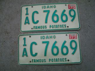 1970 - 1975 Rare 2 Dated Boise,  Idaho 1a 1973 Ada County License Plate.