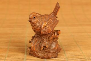 Chinese Old Boxwood Hand Carved Bird Statue Figure Netsuke Collectable