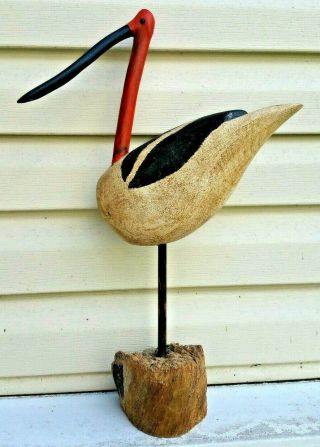 Whimsical Signed Dale? Kirby Carved & Painted Folk Art Wooden Bird Duck Decoy