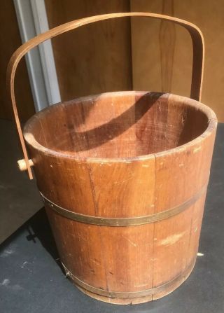 Vintage Large Wooden Shaker Bucket W/ Oak Handle Basketville Pitney,  Vermont