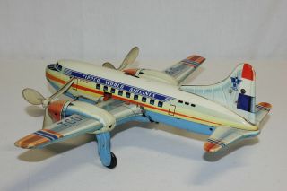 Rare German Tippco Tin Battery Op Wind Up World Airlines Airplane VG Must L@@K 3