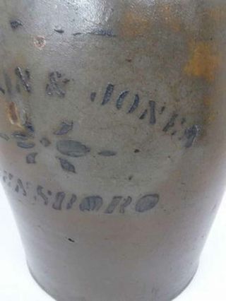 Antique 19th C Blue Stencil Decorated Hamilton & Jones Stoneware 1 Gal Jug yqz 6