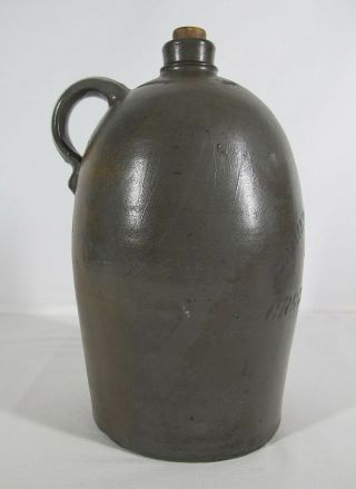 Antique 19th C Blue Stencil Decorated Hamilton & Jones Stoneware 1 Gal Jug yqz 7