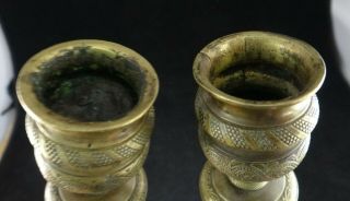 Pr.  French Empire Brass Candlesticks with Engine Turned decorations,  1st Qtr 19th 7