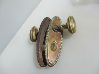 Vintage Brass Door Knobs Handles Plates Architectural Antique Old Nouveau Oval