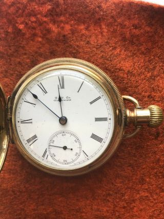 Vintage Aw Watch Co Waltham Pocket Watch 18s Yellow Gold Filled & Engraved