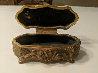 Large,  Heavy,  Detailed,  Art Nouveau,  Ornate,  Casket Jewelry Box 8 3/4 X 3 1/2 