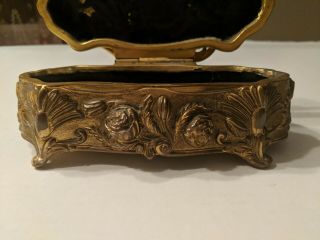 Large,  Heavy,  Detailed,  Art Nouveau,  Ornate,  Casket Jewelry Box 8 3/4 X 3 1/2 