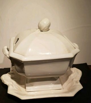 Antique James Edwards Ironstone Soup Tureen & Underplate.  Dated 1846.  Nr