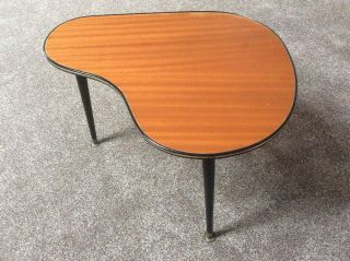 Vintage Retro Mid 20th Century Kidney Shaped Side Table With Dansette Legs Vgc